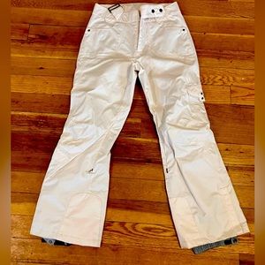 Columbia titanium white women’s size small insulated snowboard ski pants w belt